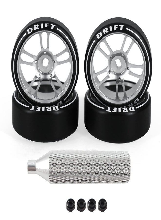 مجموعة عجلات Abendor مكونة من 4 قطع، 10 أضلاع، 22.4 مم، لسيارات التحكم عن بعد بمقياس 1/28، مزودة بشعار، وإطارات سيارات التحكم عن بعد، [2N+2W] متينة، مناسبة لسيارات Mini-Q HGD1 Mini-Z DRZ Wltoys K969 بمقياس 1/28، قطع غيار لترقية سيارات التحكم عن بعد (فضي). - Image 1